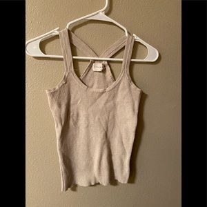Cream ribbed tank